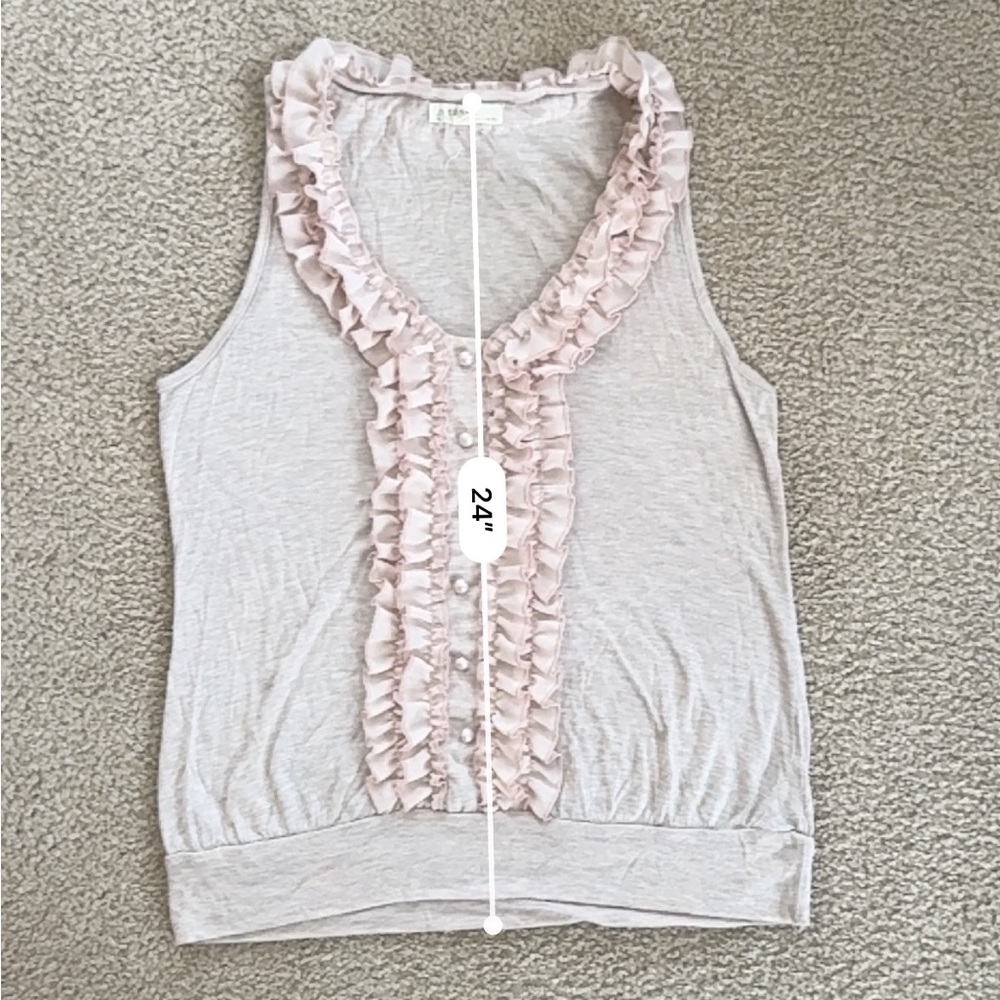 Light Pink Ruffled Buttoned Tank Top - Picture 4 of 5